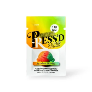 Press'D Kratom 7 Hydroxymitragynine Super Strength Tablets Rainbow Sherbet 110mg